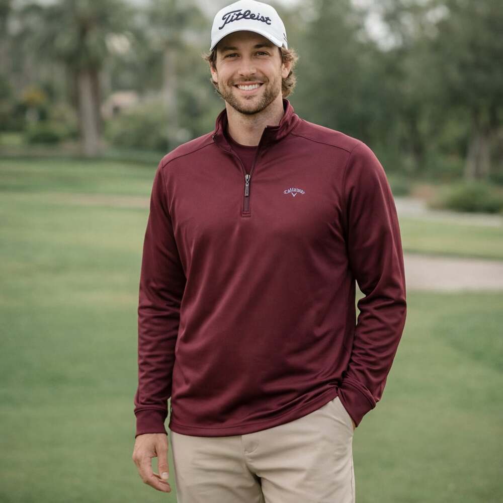 Callaway Men’s Maroon 1/4 Zip Pullover Fleece Golf Jacket XXL Logo